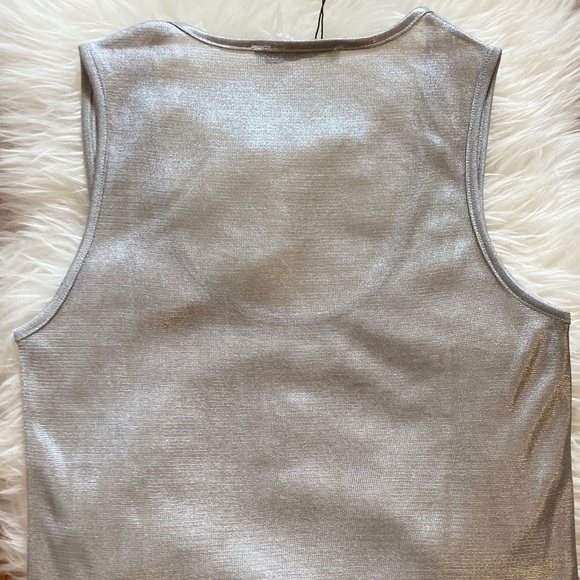 Zara Sheer Silver Foil Tank - Picture 7 of 10
